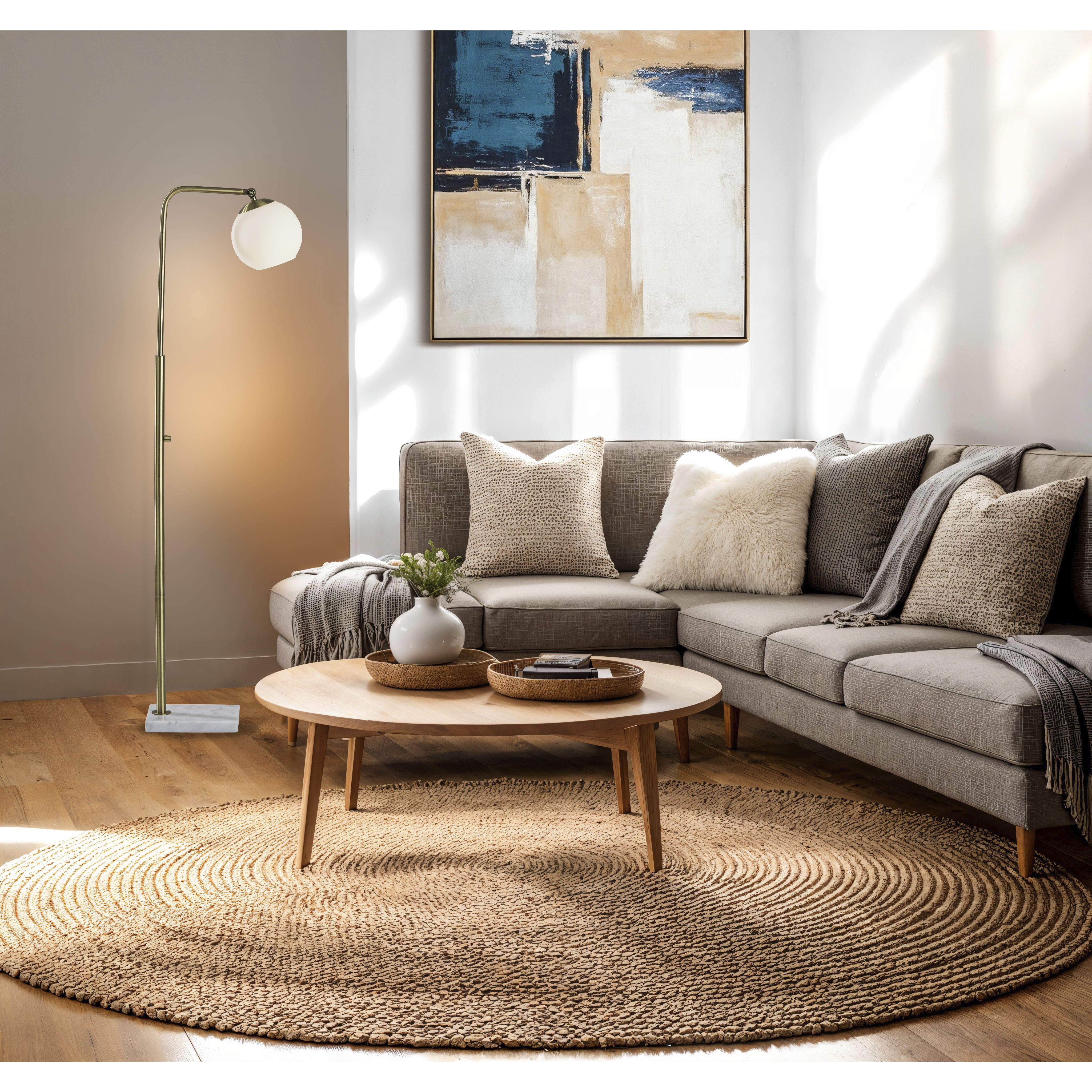 Remi 55 inch 60.00 watt Antique Brass Floor Lamp Portable Light